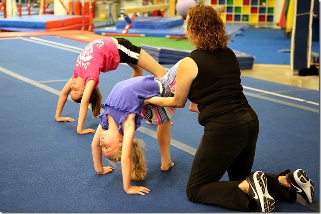 CNY Gym Centre birthday party — kids on the gym floor with instructors
